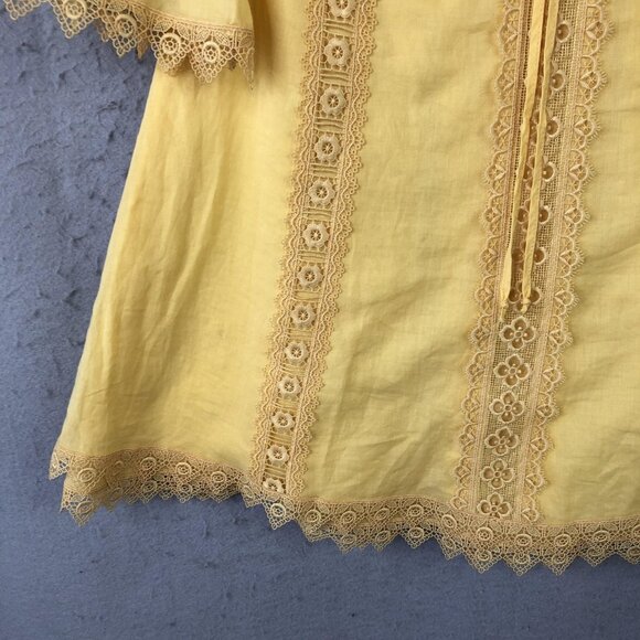 Charo Ruiz Ibiza Top Womens M Yellow Lace Boho Bell Sleeve Babydoll Milkmaid - Picture 16 of 16